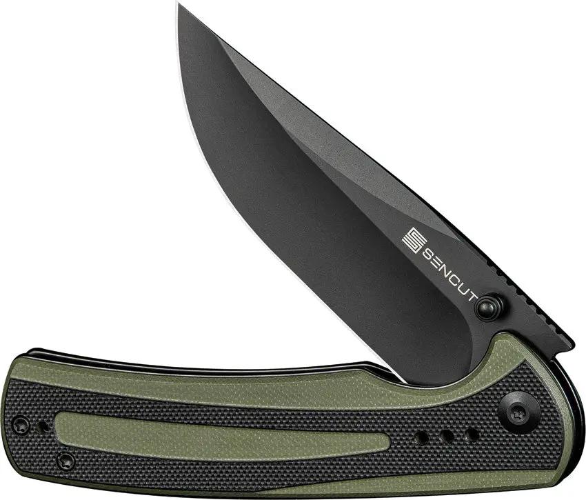 SENCUT Regnator Linerlock OD Black - 3.5 Inch 9Cr18MoV Clip Point Blade With G10 Handle And Pocket Clip by SENCUT