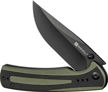SENCUT Regnator Linerlock OD Black - 3.5 Inch 9Cr18MoV Clip Point Blade With G10 Handle And Pocket Clip by SENCUT