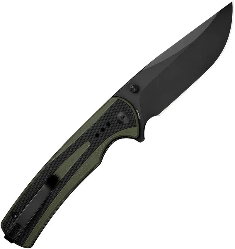 SENCUT Regnator Linerlock OD Black - 3.5 Inch 9Cr18MoV Clip Point Blade With G10 Handle And Pocket Clip by SENCUT