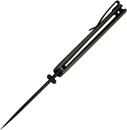 SENCUT Regnator Linerlock OD Black - 3.5 Inch 9Cr18MoV Clip Point Blade With G10 Handle And Pocket Clip by SENCUT
