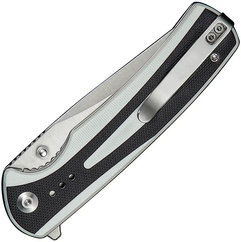 SENCUT Regnator Linerlock Knife - Satin 9Cr18MoV Clip Point Blade White And Black G10 Handle by SENCUT