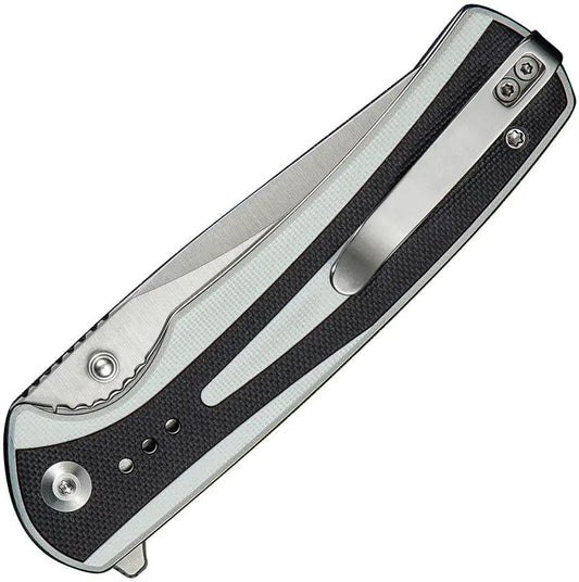 SENCUT Regnator Linerlock Knife - Satin 9Cr18MoV Clip Point Blade White And Black G10 Handle by SENCUT