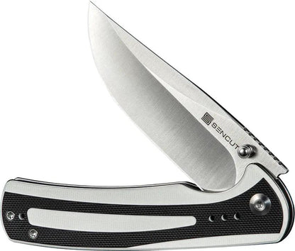 SENCUT Regnator Linerlock Knife - Satin 9Cr18MoV Clip Point Blade White And Black G10 Handle by SENCUT