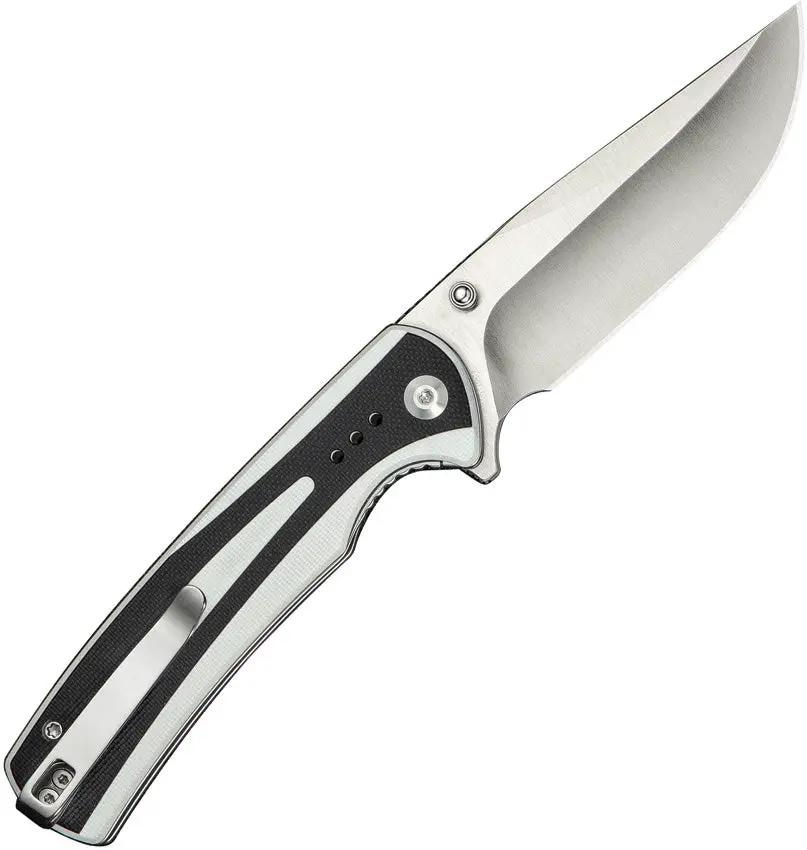 SENCUT Regnator Linerlock Knife - Satin 9Cr18MoV Clip Point Blade White And Black G10 Handle by SENCUT