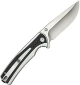 SENCUT Regnator Linerlock Knife - Satin 9Cr18MoV Clip Point Blade White And Black G10 Handle by SENCUT