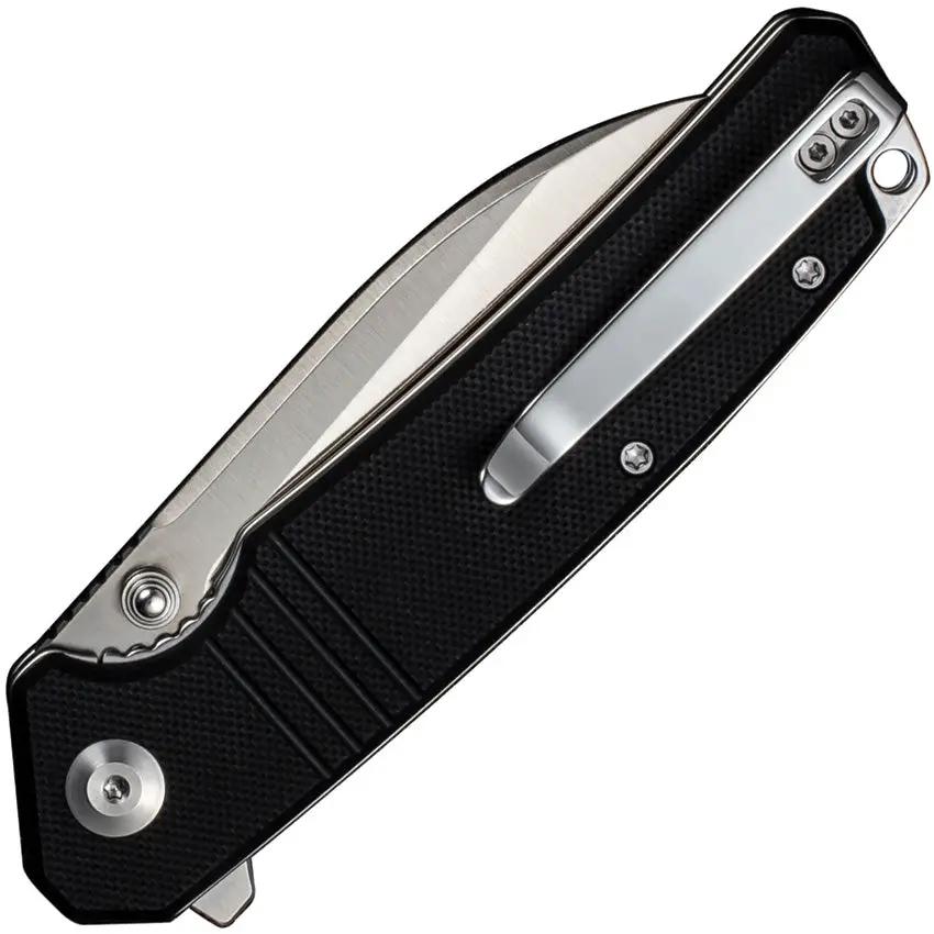 SENCUT Awassi Linerlock Black G10 Handle Three Point Five Inch Satin Blade 9Cr18MoV Sheepsfoot Extended Tang by SENCUT