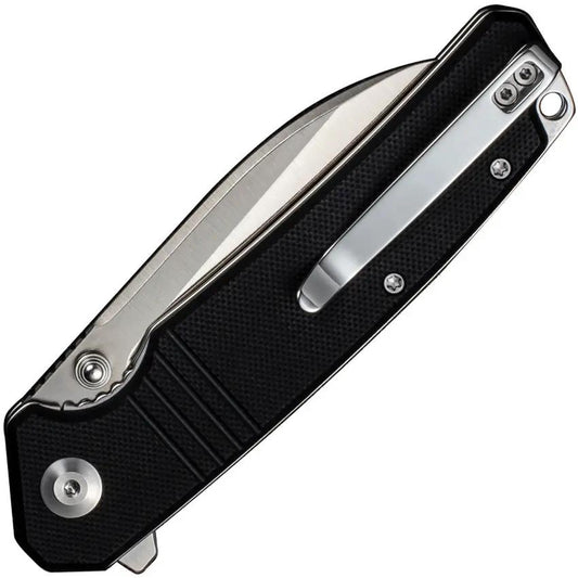 SENCUT Awassi Linerlock Black G10 Handle Three Point Five Inch Satin Blade 9Cr18MoV Sheepsfoot Extended Tang by SENCUT