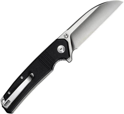 SENCUT Awassi Linerlock Black G10 Handle Three Point Five Inch Satin Blade 9Cr18MoV Sheepsfoot Extended Tang by SENCUT