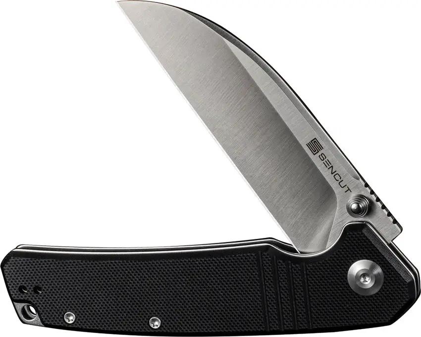 SENCUT Awassi Linerlock Black G10 Handle Three Point Five Inch Satin Blade 9Cr18MoV Sheepsfoot Extended Tang by SENCUT