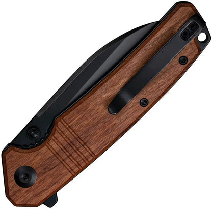 SENCUT Awassi Linerlock Wood Knife - 9Cr18MoV Sheepsfoot Blade With Wood Handle And Thumb Stud by SENCUT