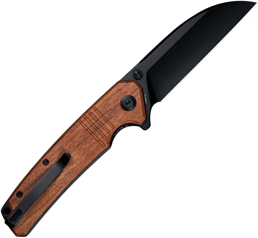 SENCUT Awassi Linerlock Wood Knife - 9Cr18MoV Sheepsfoot Blade With Wood Handle And Thumb Stud by SENCUT