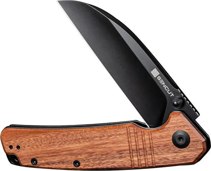 SENCUT Awassi Linerlock Wood Knife - 9Cr18MoV Sheepsfoot Blade With Wood Handle And Thumb Stud by SENCUT