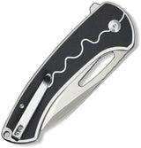 SENCUT Squiggy Button Lock - 9Cr18MoV Drop Point Knife, 5.5in Closed, Black White G10 Handle by SENCUT
