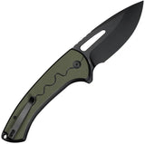 SENCUT Squiggy Button Lock OD S24082A-2 - 9Cr18MoV Drop Point Knife With OD Green G10 Handle by SENCUT