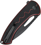 SENCUT Squiggy Button Lock Knife - Red G10 Handle, 3.88in Black 9Cr18MoV Blade, 5.5in Closed With Clip And Case by SENCUT