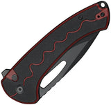SENCUT Squiggy Button Lock Knife - Red G10 Handle, 3.88in Black 9Cr18MoV Blade, 5.5in Closed With Clip And Case by SENCUT