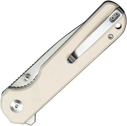 SENCUT Aetheris Linerlock Ivory G10 Knife - Satin 9Cr18MoV Clip Point Blade Extended Tang by SENCUT