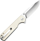 SENCUT Aetheris Linerlock Ivory G10 Knife - Satin 9Cr18MoV Clip Point Blade Extended Tang by SENCUT