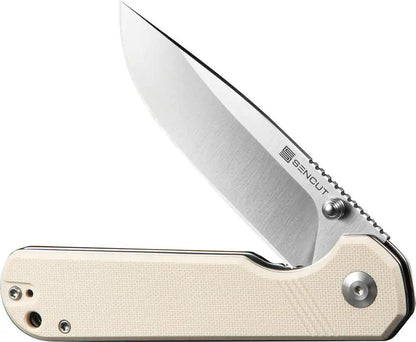 SENCUT Aetheris Linerlock Ivory G10 Knife - Satin 9Cr18MoV Clip Point Blade Extended Tang by SENCUT