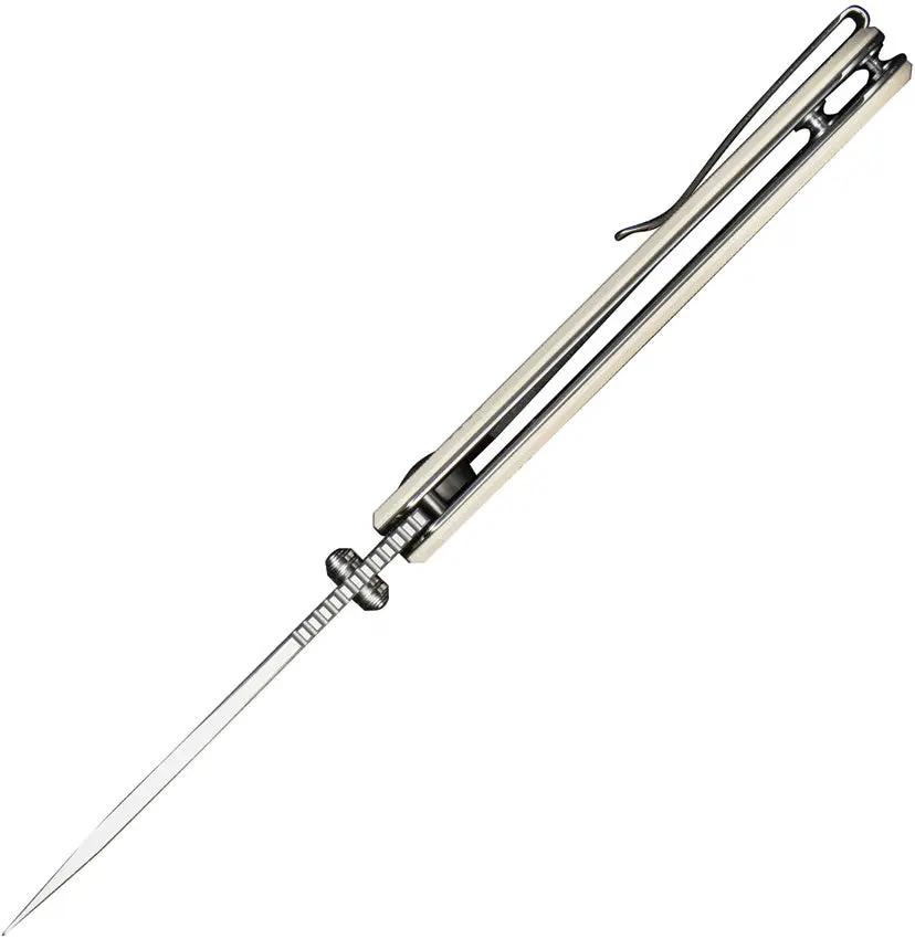 SENCUT Aetheris Linerlock Ivory G10 Knife - Satin 9Cr18MoV Clip Point Blade Extended Tang by SENCUT