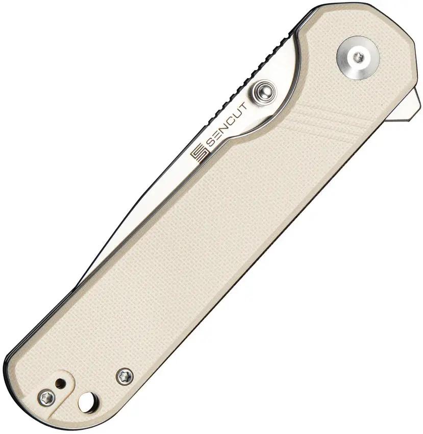 SENCUT Aetheris Linerlock Ivory G10 Knife - Satin 9Cr18MoV Clip Point Blade Extended Tang by SENCUT