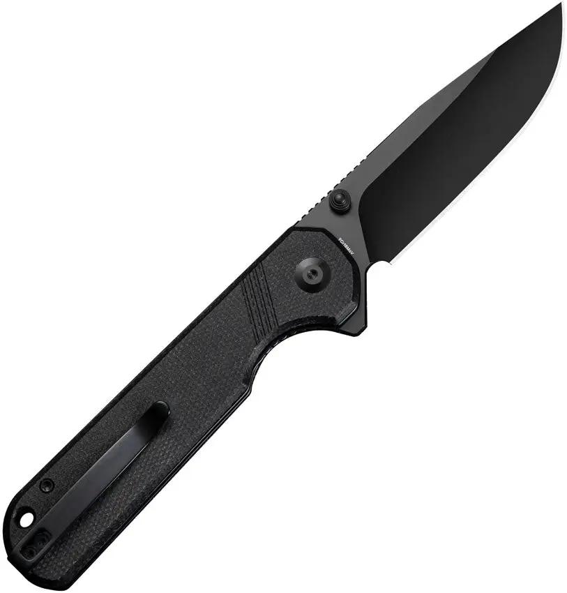 SENCUT Aetheris Linerlock - Black Micarta Handle With 9Cr18MoV Clip Point Blade And Extended Tang by SENCUT