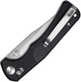 SENCUT Slybolt Crossbar Lock Black S25001-1 - 9Cr18MoV Satin Clip Point Blade Black G10 Handle Thumb Stud by SENCUT
