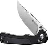 SENCUT Slybolt Crossbar Lock Black S25001-1 - 9Cr18MoV Satin Clip Point Blade Black G10 Handle Thumb Stud by SENCUT