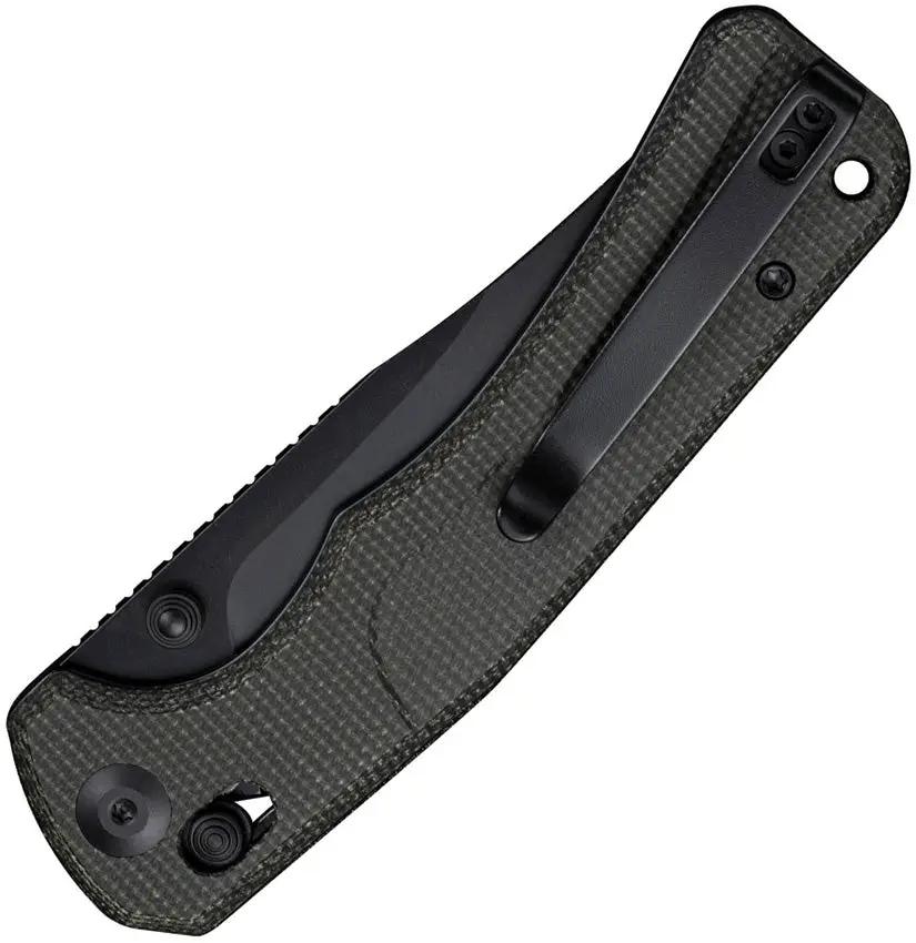 SENCUT Slybolt Crossbar Lock Knife - 9Cr18MoV Stainless Blade Dark Green Canvas Micarta Handle by SENCUT