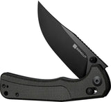 SENCUT Slybolt Crossbar Lock Knife - 9Cr18MoV Stainless Blade Dark Green Canvas Micarta Handle by SENCUT
