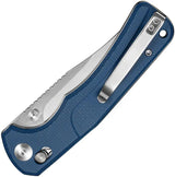SENCUT Slybolt Crossbar Lock Blue Micarta - 9Cr18MoV Satin Clip Point Knife For Everyday Carry by SENCUT