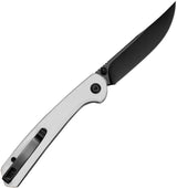 SENCUT Skelfin Button Lock White S25007-1 - White G10 Handle, 3.3in Black Finish Clip Point Blade by SENCUT
