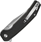 SENCUT Vornix Linerlock Black Canvas Micarta Knife - 9Cr18MoV Clip Point Blade, Thumb Stud, Lanyard Hole, Pocket Clip by SENCUT