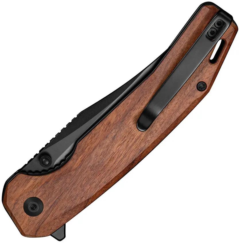 SENCUT Vornix Linerlock Wood Knife 9Cr18MoV Stainless Clip Point With Wood Handle And Pocket Clip by SENCUT