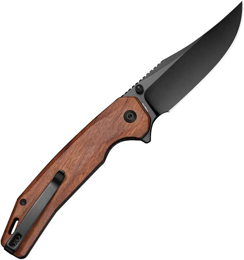 SENCUT Vornix Linerlock Wood Knife 9Cr18MoV Stainless Clip Point With Wood Handle And Pocket Clip by SENCUT