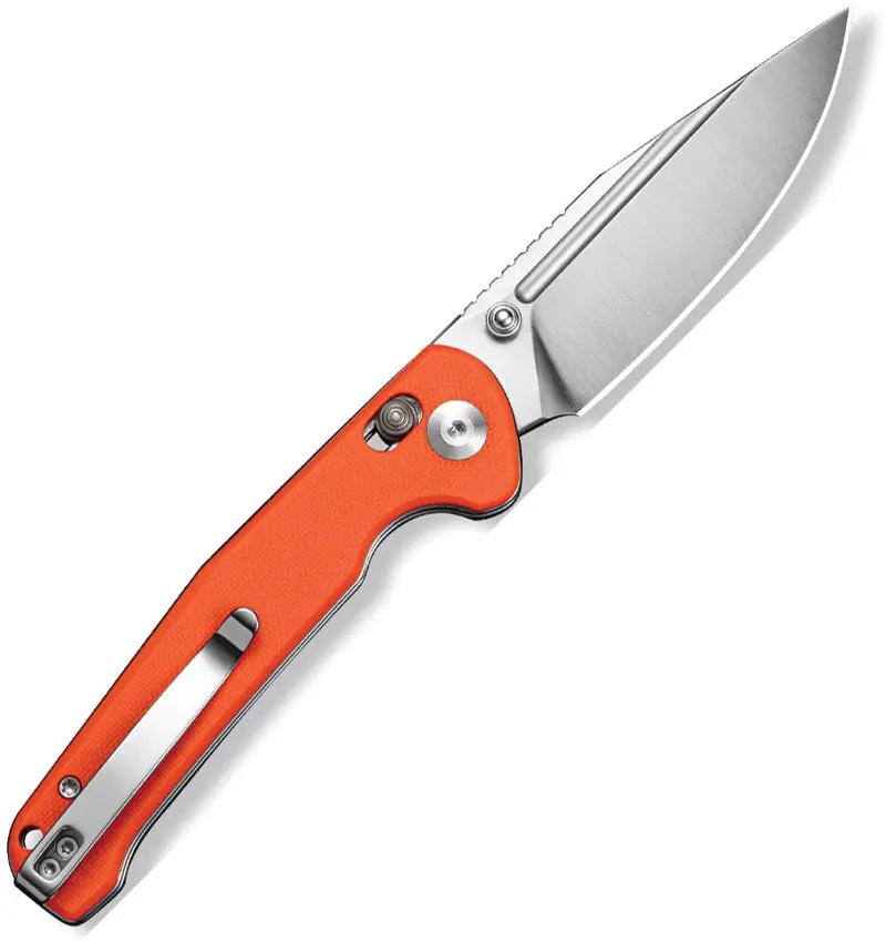 SENCUT Glenspar Crossbar Lock Knife - Durable Orange G10 Handle 3.5 Inch Satin 9Cr18MoV Clip Point by SENCUT