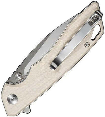 SENCUT Stratex Linerlock Ivory S25055-2 - Ivory G10 Handle With Satin 9Cr18MoV Drop Point Blade by SENCUT