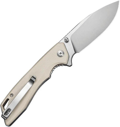 SENCUT Stratex Linerlock Ivory S25055-2 - Ivory G10 Handle With Satin 9Cr18MoV Drop Point Blade by SENCUT