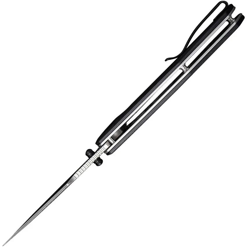 SENCUT Actium Linerlock Knife - D2 Tool Steel Blade, Black G10 Handle, Smooth Caged Bearings by SENCUT