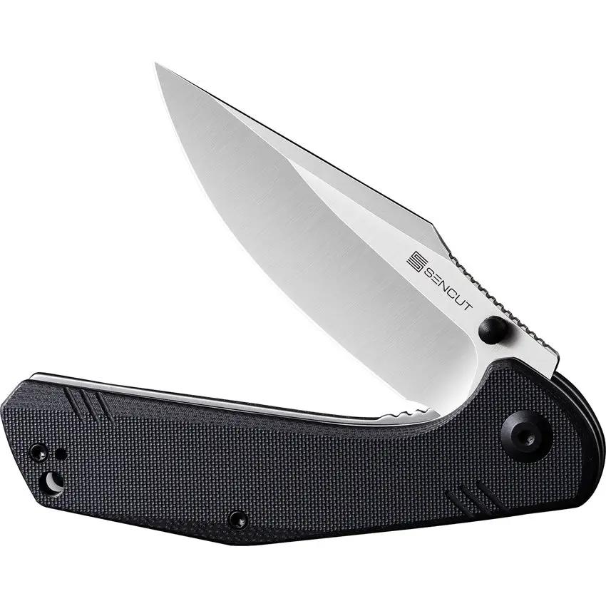 SENCUT Actium Linerlock Knife - D2 Tool Steel Blade, Black G10 Handle, Smooth Caged Bearings by SENCUT
