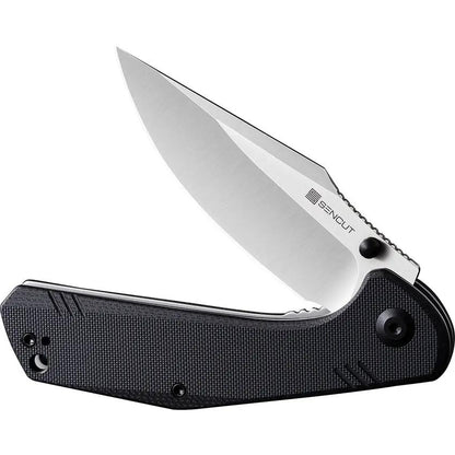 SENCUT Actium Linerlock Knife - D2 Tool Steel Blade, Black G10 Handle, Smooth Caged Bearings by SENCUT
