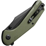 SENCUT Actium Liner Lock OD Green G10 Knife - D2 Blade, Black Stonewash Finish, Extended Tang EDC Ready by SENCUT