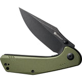 SENCUT Actium Liner Lock OD Green G10 Knife - D2 Blade, Black Stonewash Finish, Extended Tang EDC Ready by SENCUT