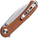 SENCUT Scepter Linerlock - Brown Micarta SA03D With 3In Stonewashed 9Cr18MoV Drop Point Knife by SENCUT