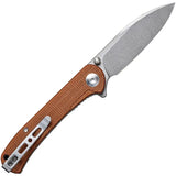 SENCUT Scepter Linerlock - Brown Micarta SA03D With 3In Stonewashed 9Cr18MoV Drop Point Knife by SENCUT