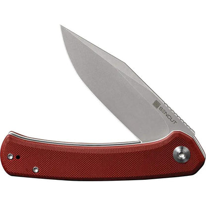 SENCUT Snap Linerlock Burgundy G10 SA05A-V1 - 3.5 Inch Blade With Stonewash 9Cr18MoV And Burgundy G10 Handle by SENCUT