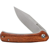 SENCUT Snap Linerlock Cuibourtia SA05D-V1 - 9Cr18MoV Clip Point Knife With Stonewashed Blade And Wood Handle by SENCUT