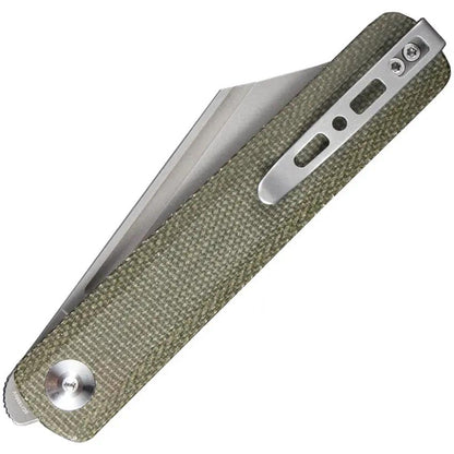 SENCUT Bronte Linerlock Knife - Green Canvas Micarta Handle, 9Cr18MoV Blade, 4.5 Inch Closed by SENCUT