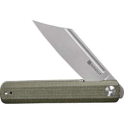 SENCUT Bronte Linerlock Knife - Green Canvas Micarta Handle, 9Cr18MoV Blade, 4.5 Inch Closed by SENCUT