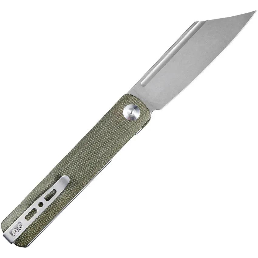 SENCUT Bronte Linerlock Knife - Green Canvas Micarta Handle, 9Cr18MoV Blade, 4.5 Inch Closed by SENCUT